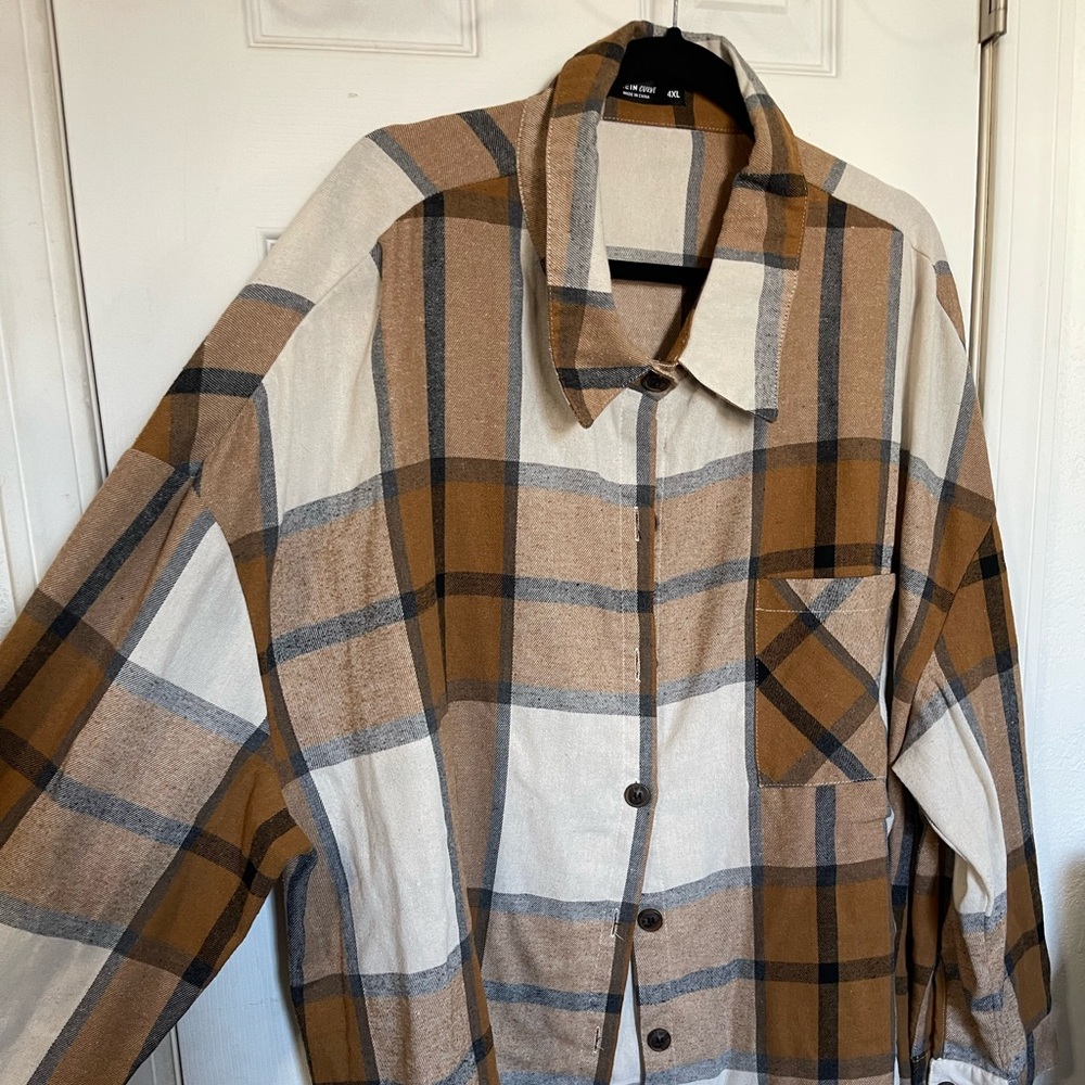 Brown Plaid Button Up
